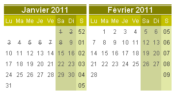 T�l�charger le mod�le de calendrier